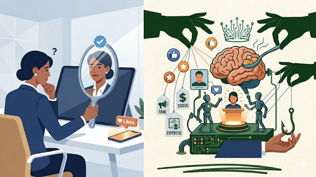 Ilustrasi social engineering dan ego digital yang membuat orang mudah tertipu
